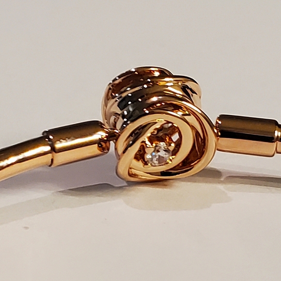 Authentic NEW Pandora Pandora Moments Encircled Clasp Bangle 14KRGP CZ - Picture 10 of 12